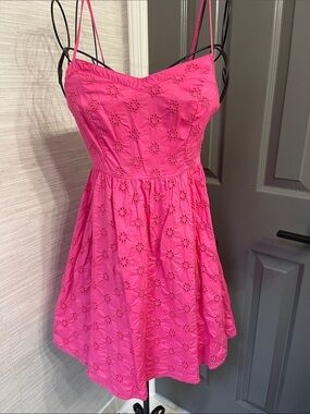 Old Navy Hot Pink Eyelet Mini Dress